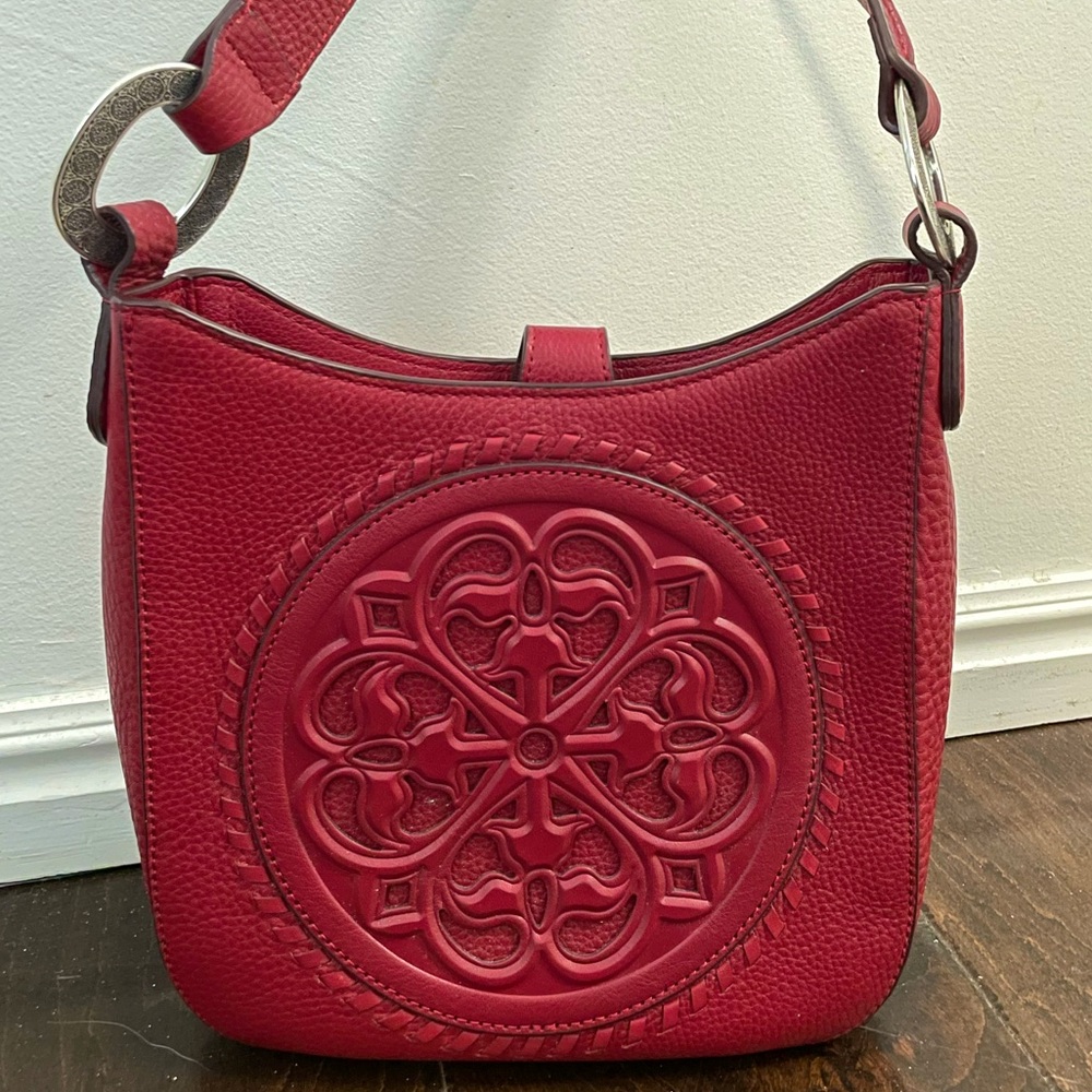 Brighton Ferrara "Amelie" Red Medallion Leather Shoulder Bag Purse NEW